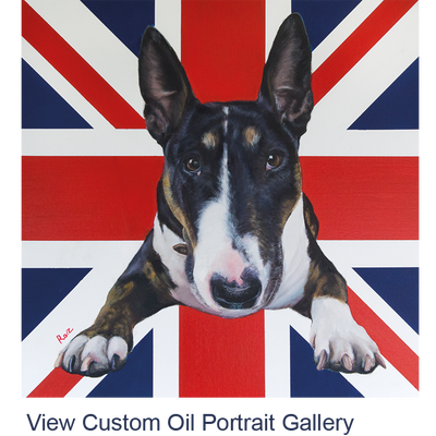 English Bull Terrier Painting, Oil Portrait
